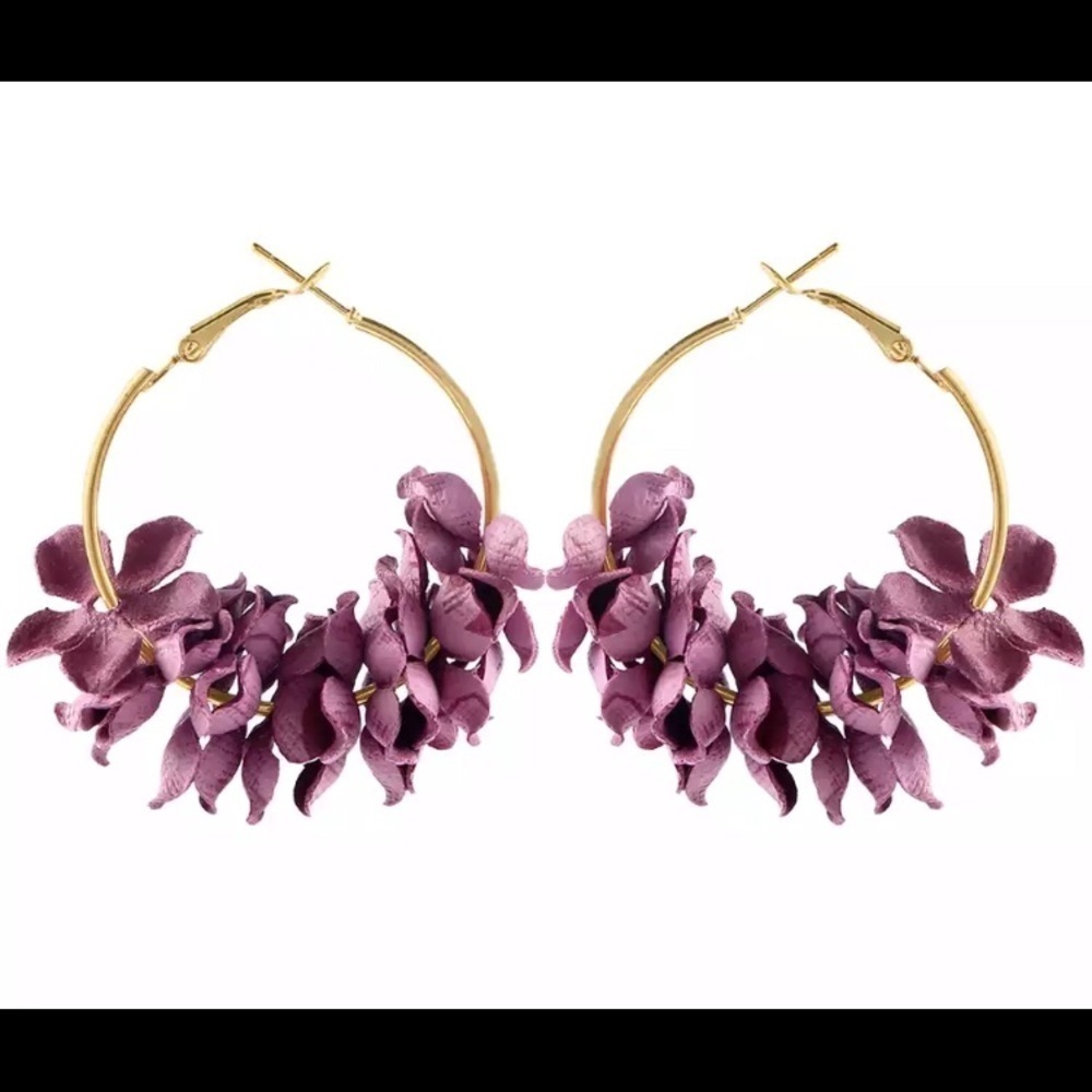 BOGO Lila Floral Hoop Earrings